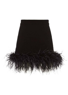 Miu Miu feather-trim cashmere-blend mini skirt