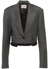 Miu Miu Grisaille cropped single-breasted blazer