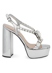 Miu Miu Jewelled Metallic Platform Slingback Sandals