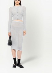 Miu Miu Lamé ribbed-knit cropped cardigan