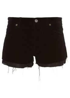 Miu Miu logo-appliqué velvet shorts