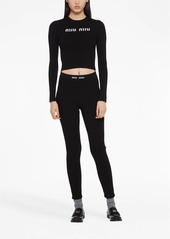 Miu Miu logo-band ribbed leggings