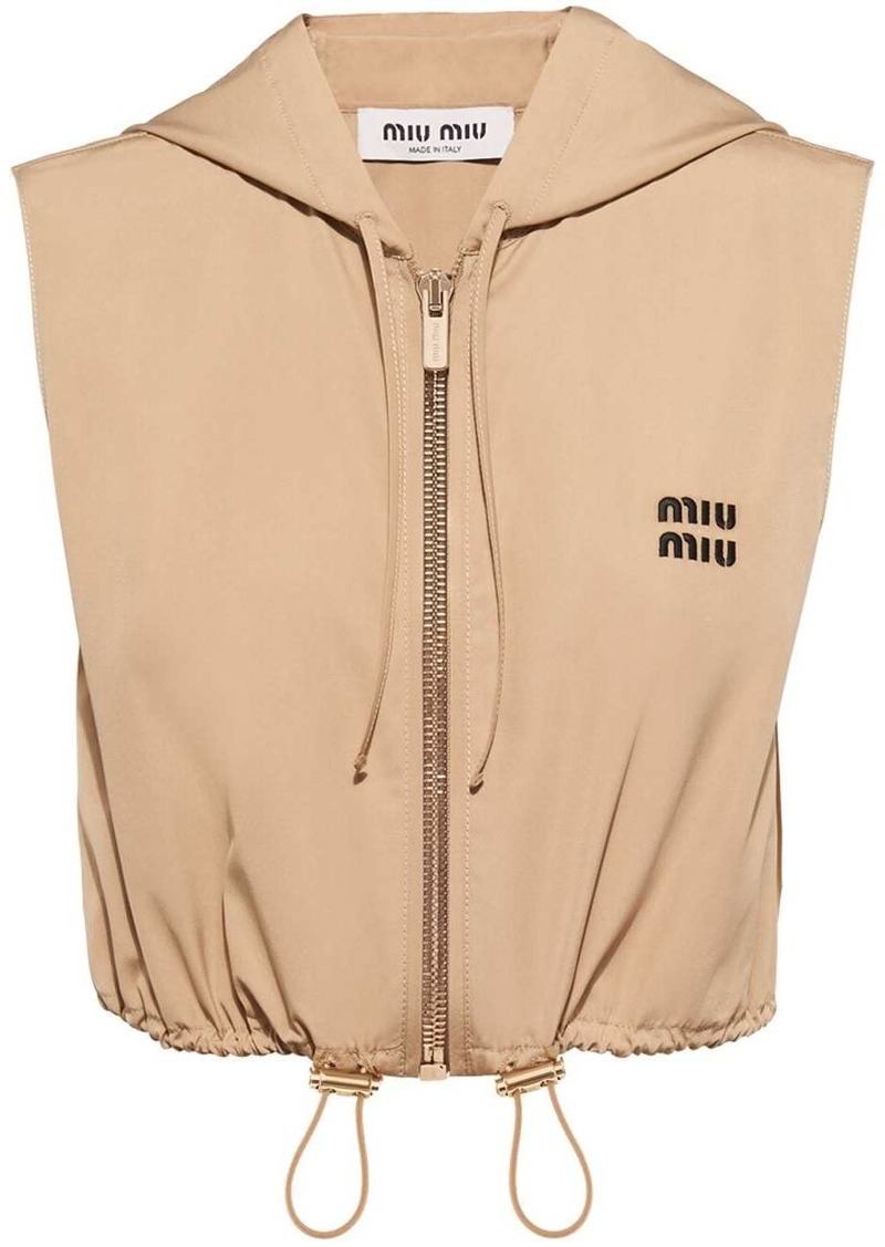 Miu Miu logo-embroidered cotton gilet