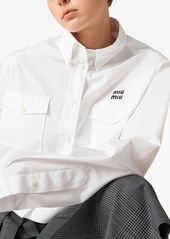 Miu Miu logo-embroidered cropped poplin shirt