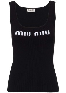 Miu Miu logo-knit ribbed tank top