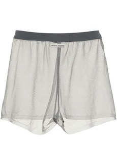 Miu Miu logo-patch sheer shorts