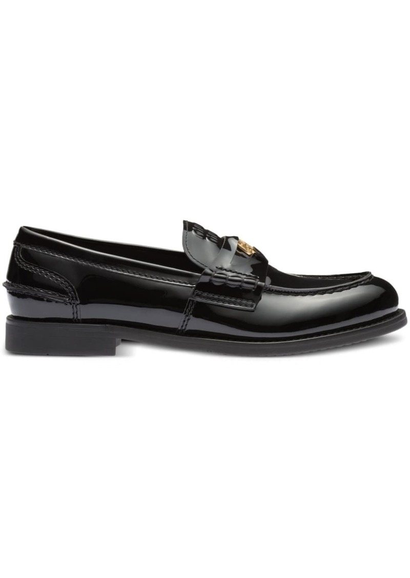 Miu Miu logo-plaque patent-leather loafers