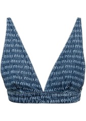 Miu Miu logo-print denim top