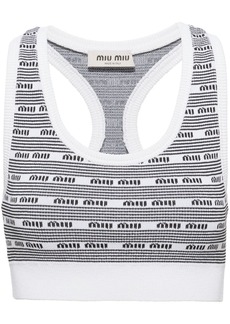 Miu Miu logo-print knitted top