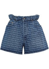 Miu Miu logo-print mini denim jeans