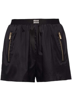 Miu Miu logo waistband track shorts
