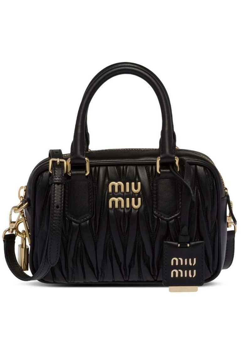 Miu Miu matelassé logo-plaque tote bag