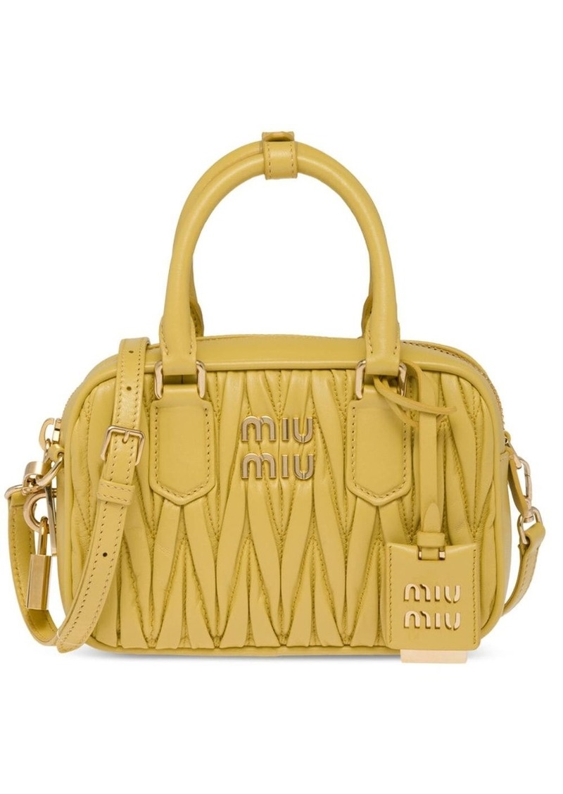 Miu Miu logo-plaque matelassé leather mini bag