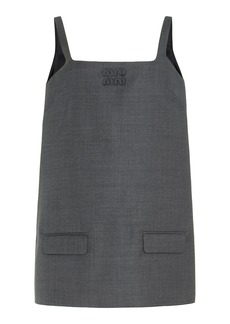 Miu Miu - Boxy Wool Mini Blazer Dress - Grey - IT 40 - Moda Operandi