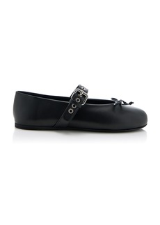 Miu Miu - Buckle-Strap Leather Ballet Flats        - Black - IT 41 - Moda Operandi