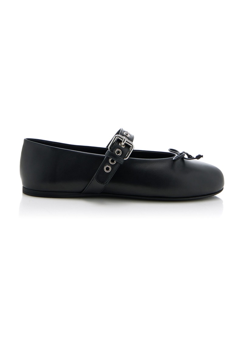 Miu Miu - Buckle-Strap Leather Ballet Flats        - Black - IT 35 - Moda Operandi