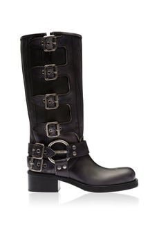 Miu Miu - Buckled Leather Boots - Black - IT 36 - Moda Operandi