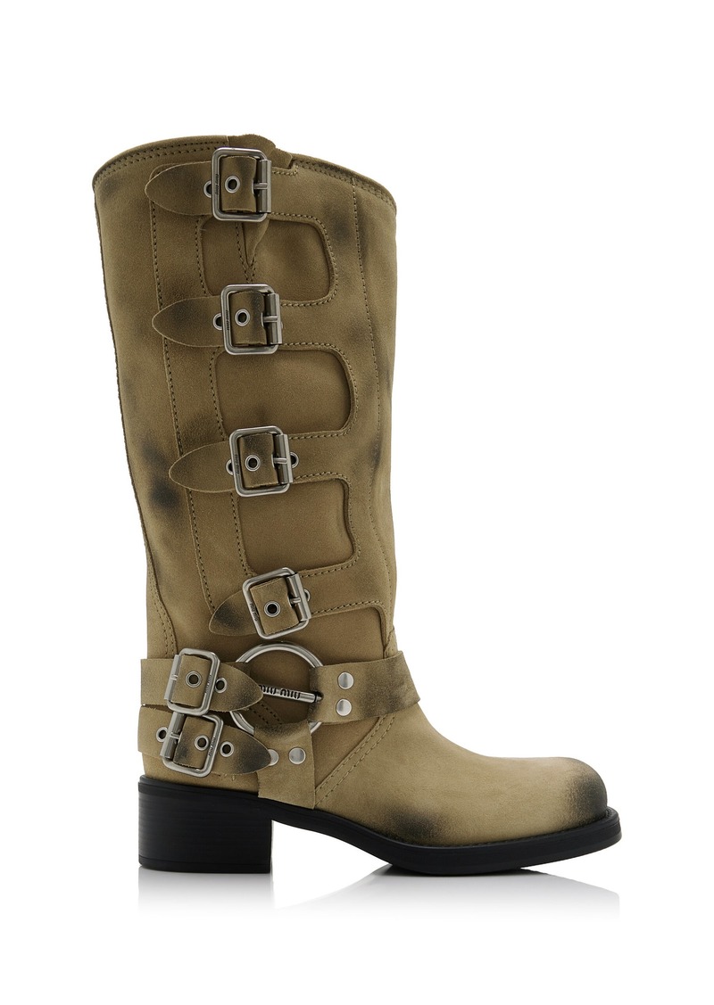 Miu Miu - Buckled Leather Boots - Tan - IT 37 - Moda Operandi