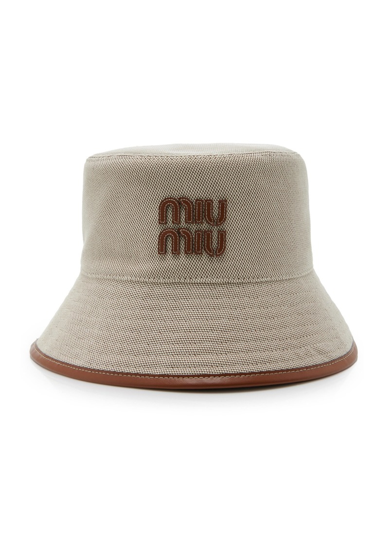 Miu Miu - Canvas Bucket Hat - Neutral - M - Moda Operandi