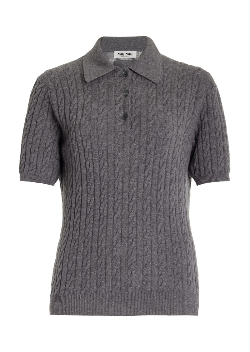 Miu Miu - Cashmere Polo Top - Grey - IT 38 - Moda Operandi