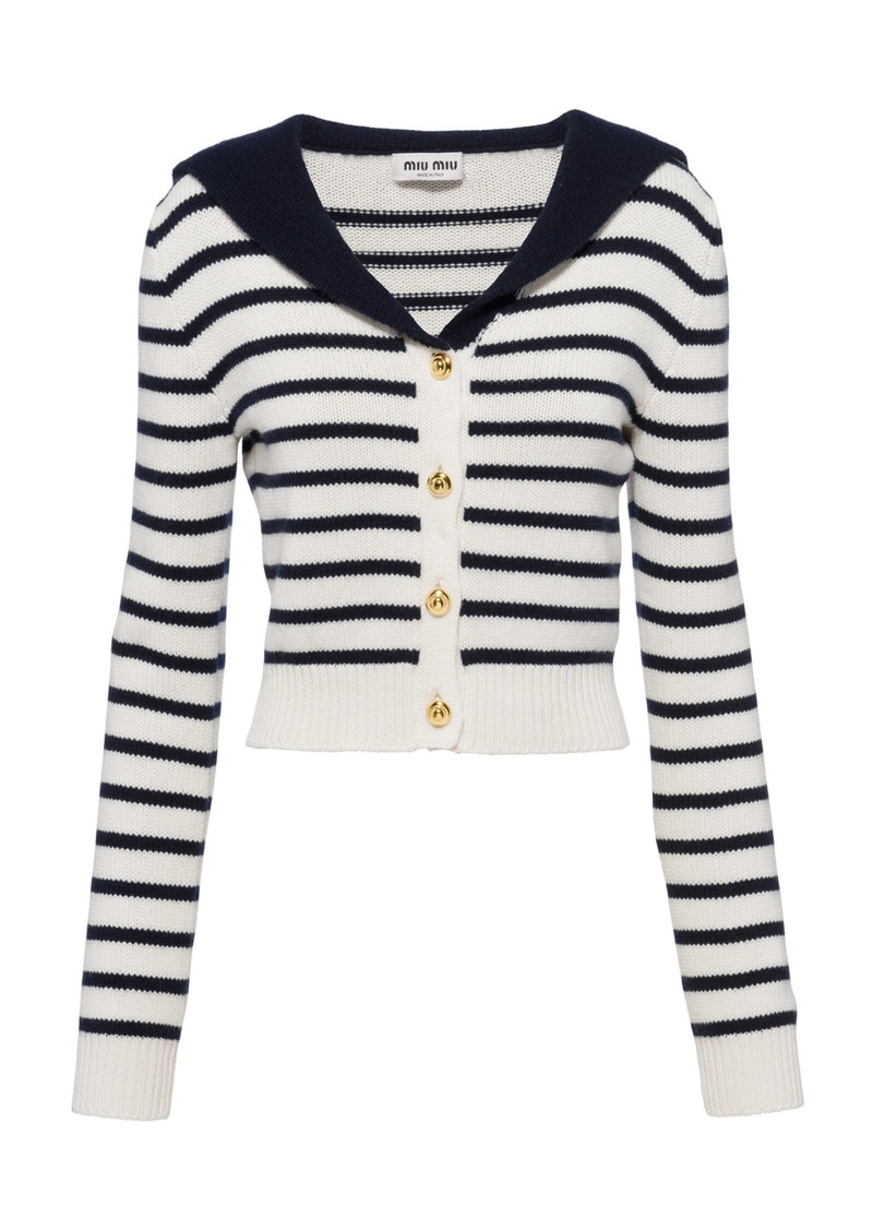 Miu Miu - Cashmere Polo Top - Navy - IT 46 - Moda Operandi