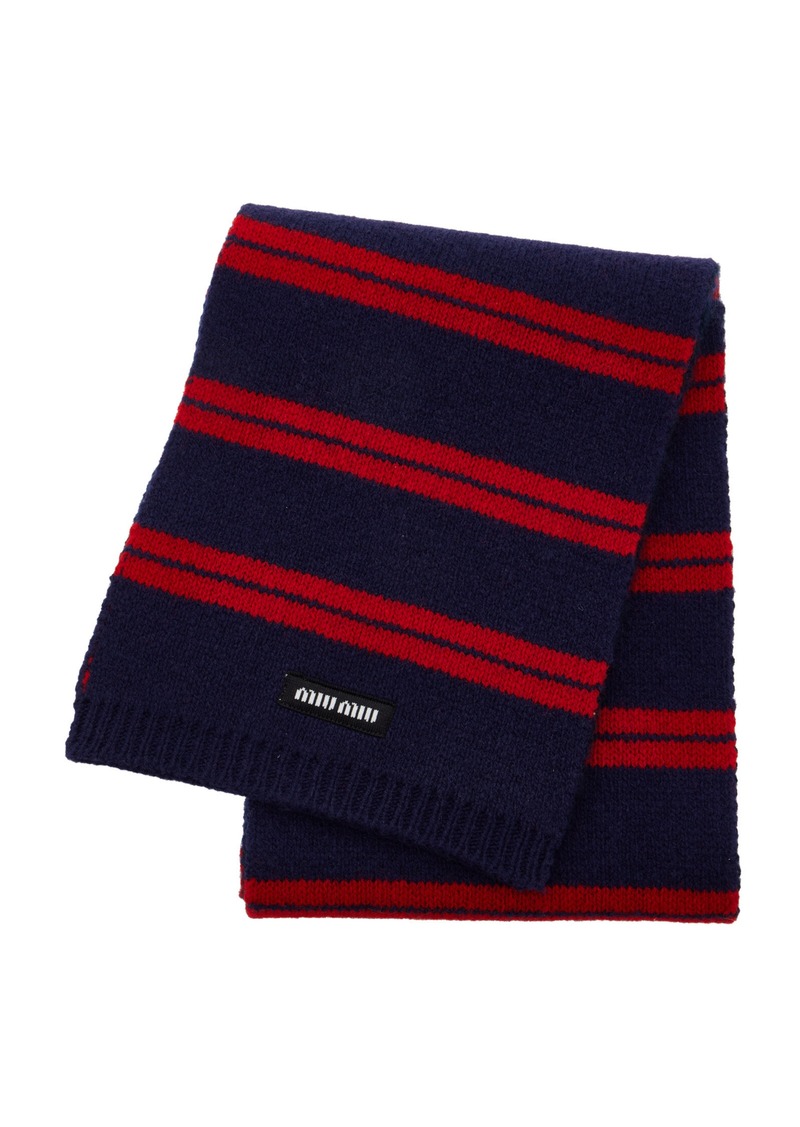 Miu Miu - Cashmere-Wool Scarf - Navy - OS - Moda Operandi