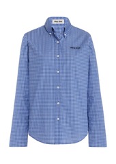 Miu Miu - Checked Cotton-Poplin Shirt - Blue - IT 42 - Moda Operandi