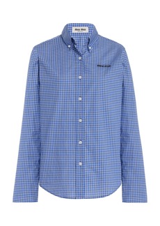 Miu Miu - Checked Cotton-Poplin Shirt - Blue - IT 42 - Moda Operandi