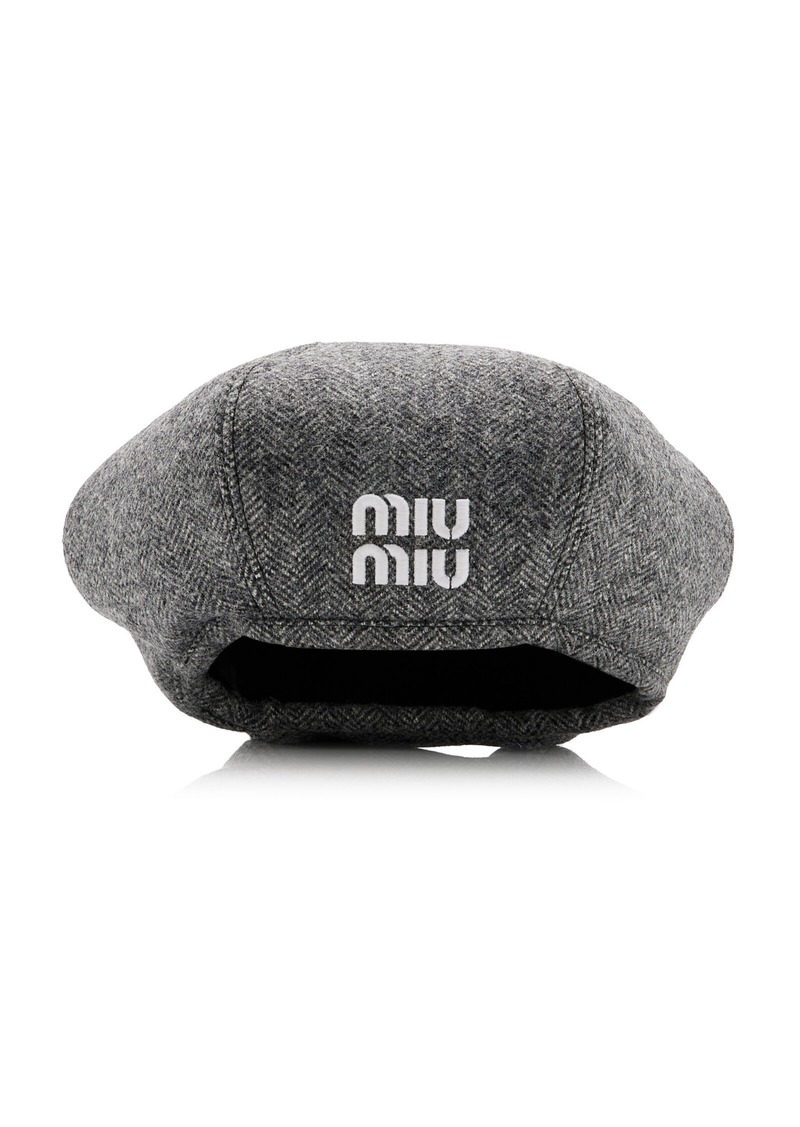 Miu Miu - Chevron Wool Hat - Grey - S - Moda Operandi