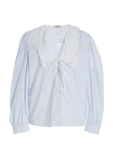 Miu Miu - Collared Striped Cotton Top - Stripe - IT 38 - Moda Operandi