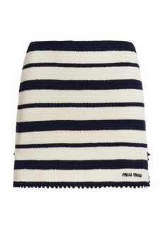 Miu Miu - Crocheted Cotton Mini Skirt - Navy - IT 42 - Moda Operandi