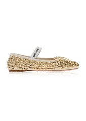 Miu Miu - Crystal-Embellished Ballerina Flats - Gold - IT 36 - Moda Operandi