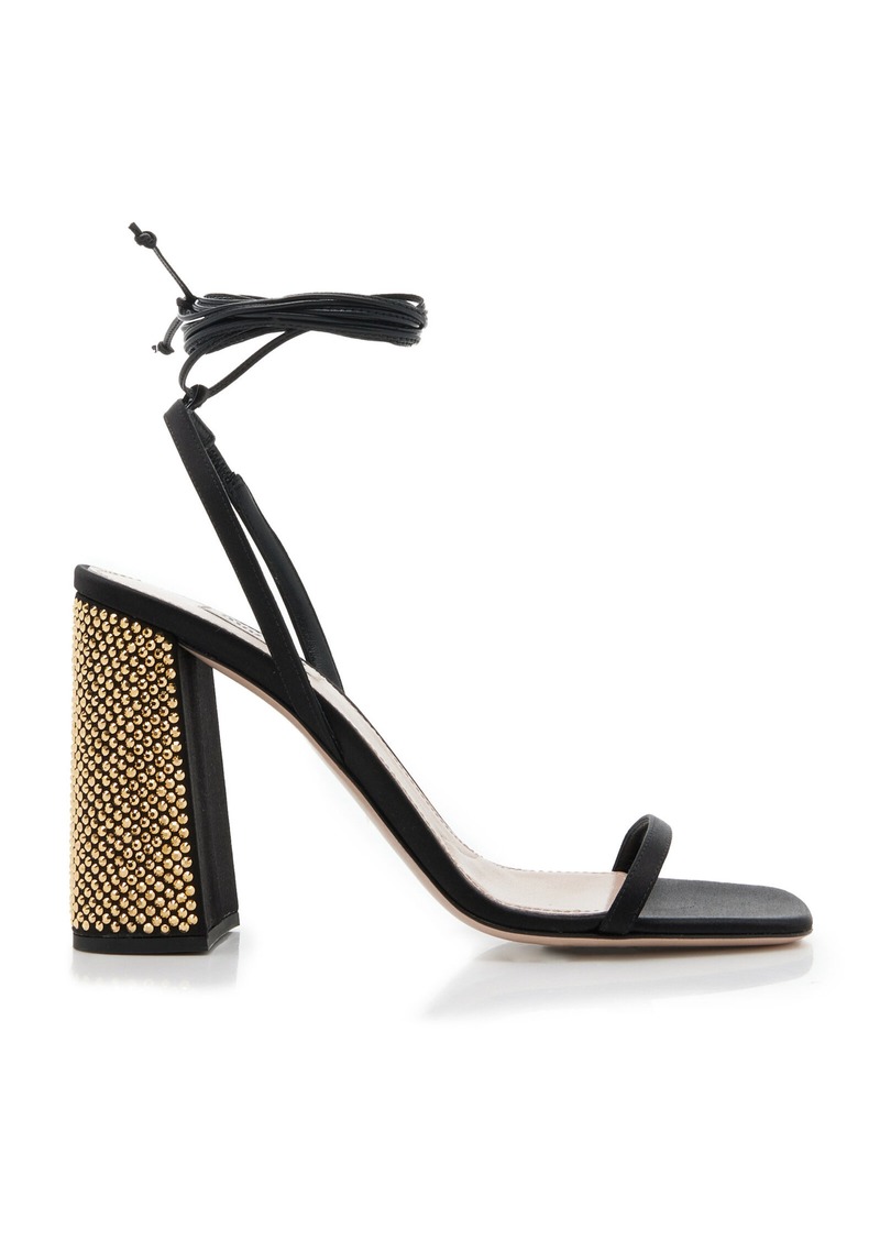 Miu Miu - Crystal-Embellished Satin Sandals - Black - IT 37.5 - Moda Operandi