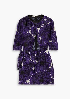 MIU MIU Bow-detailed floral-print jacquard mini dress