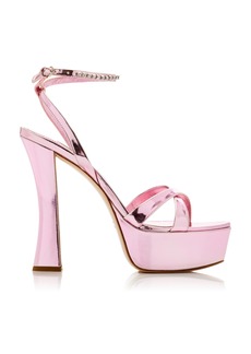 Miu Miu - Décolleté Bejeweled Leather Platform Sandals - Pink - IT 40 - Moda Operandi