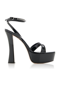 Miu Miu - Décolleté Crystal-Embellished Leather Platform Sandals - Black - IT 37.5 - Moda Operandi