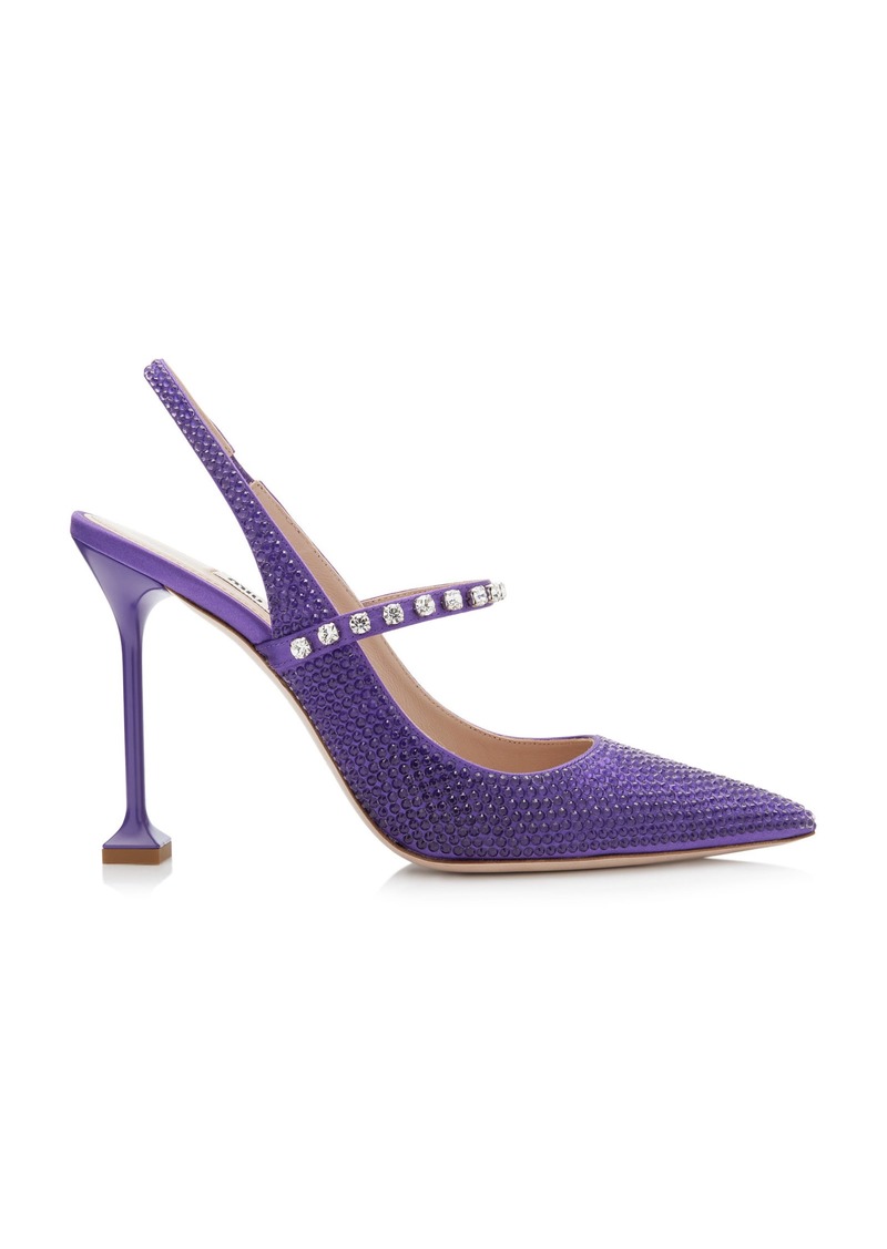 Miu Miu - Decolleté Crystal Slingback Pumps - Purple - IT 39 - Moda Operandi