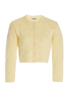 Miu Miu - Diamante Embroidered Mohair-Blend Cardigan - Yellow - IT 38 - Moda Operandi