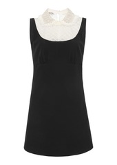 Miu Miu - Embellished Organza-Detailed Cady Mini Dress - Black - IT 36 - Moda Operandi