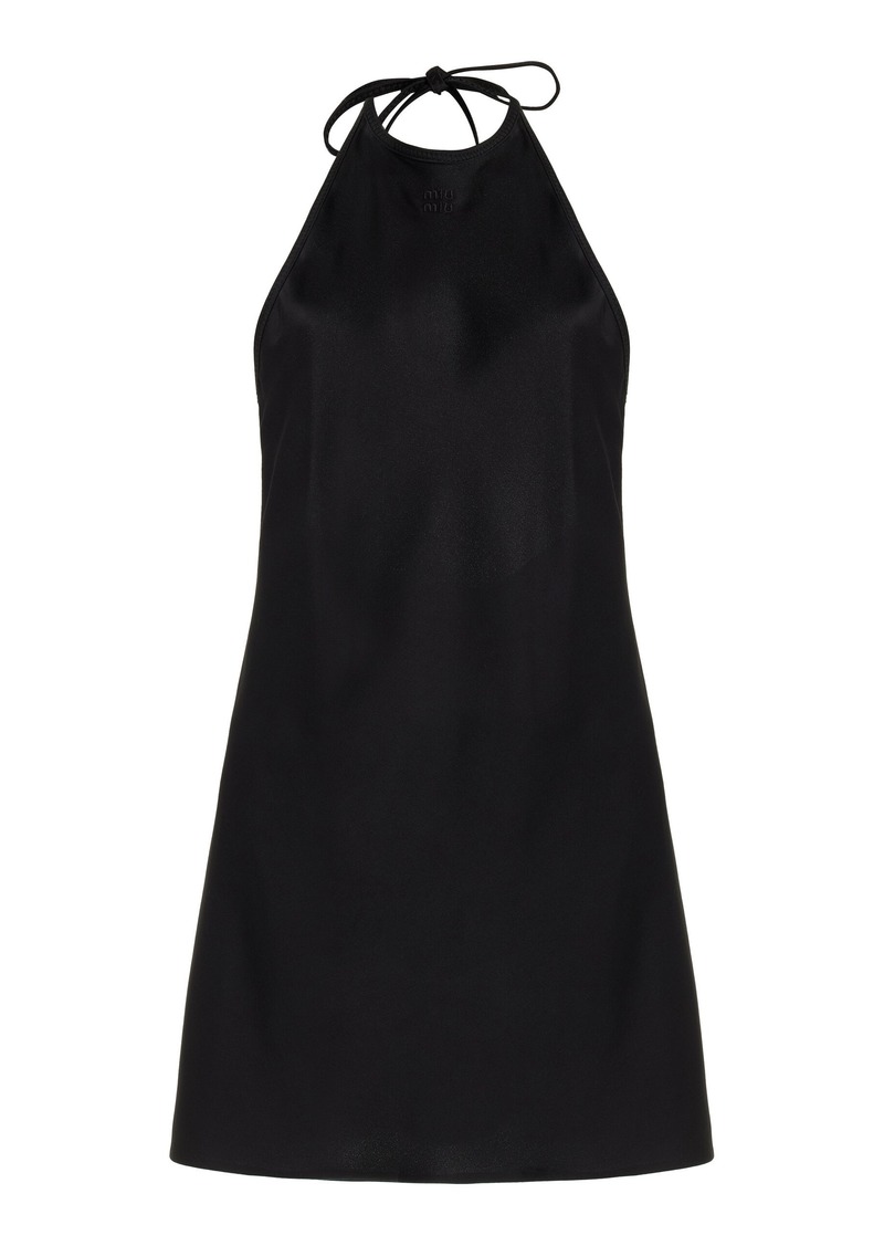 Miu Miu - Envers Satin Halter Mini Dress - Black - IT 38 - Moda Operandi