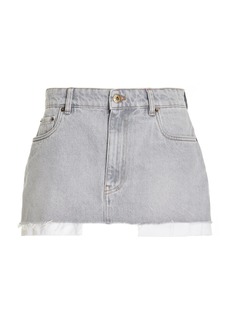 Miu Miu - Exposed Pocket Denim Mini Skirt - Grey - IT 40 - Moda Operandi