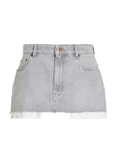 Miu Miu - Exposed Pocket Denim Mini Skirt - Grey - IT 42 - Moda Operandi