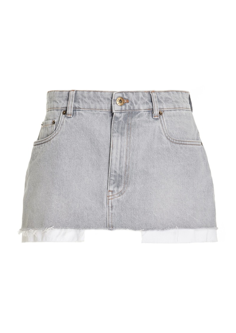 Miu Miu - Exposed Pocket Denim Mini Skirt - Grey - IT 38 - Moda Operandi