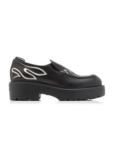 Miu Miu - Flame Leather Platform Loafers - Black - IT 38.5 - Moda Operandi