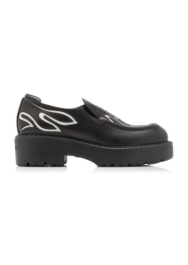 Miu Miu - Flame Leather Platform Loafers - Black - IT 40 - Moda Operandi