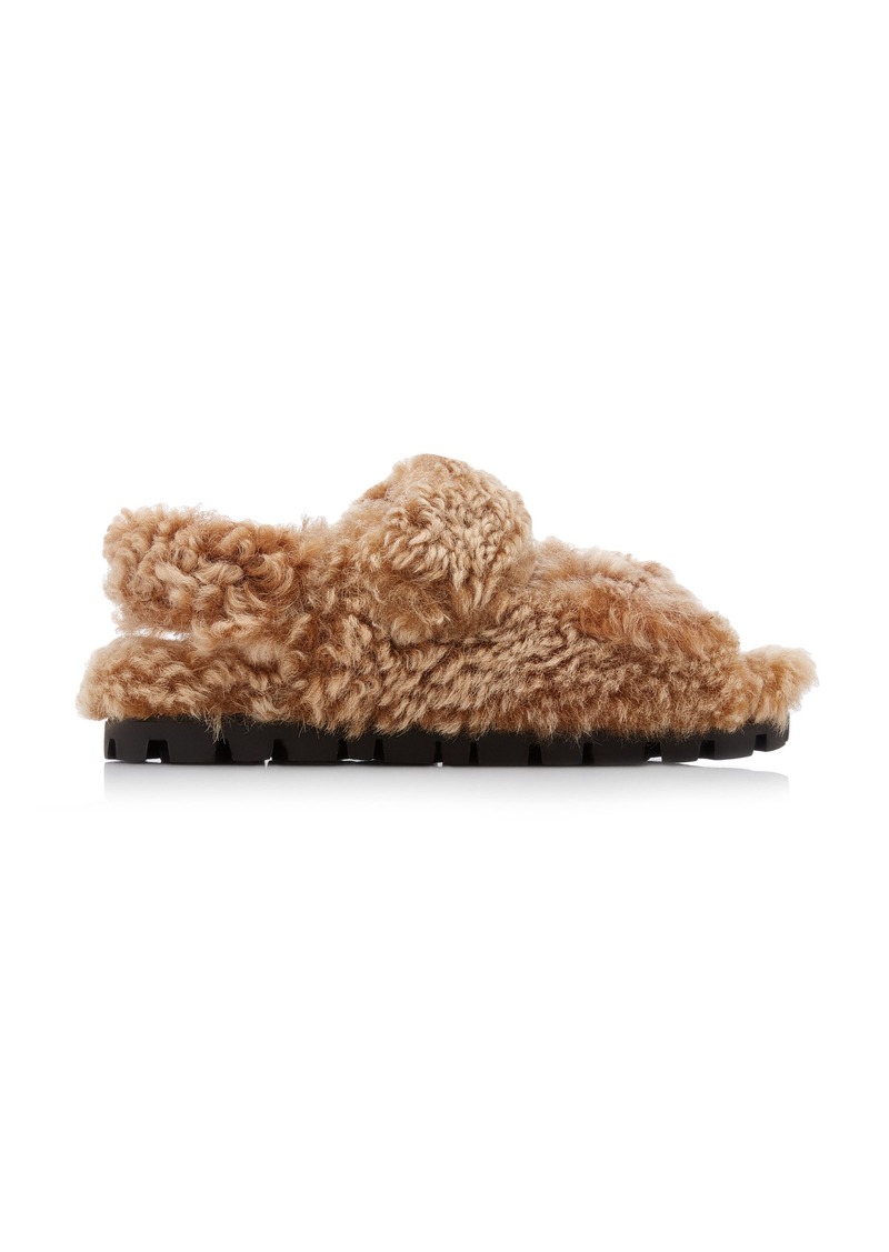 Miu Miu - Fluff Shearling Sandals - Brown - IT 37 - Moda Operandi