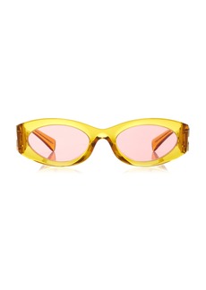 Miu Miu - Glimpse Oval-Frame Acetate Sunglasses - Orange - OS - Moda Operandi