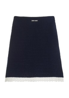 Miu Miu - Handmade Cotton Mini Skirt - Navy - IT 38 - Moda Operandi