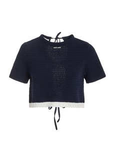 Miu Miu - Handmade Crocheted Cotton Top - Navy - IT 42 - Moda Operandi