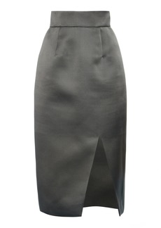 Miu Miu - High-Rise Silk Satin Midi Skirt - Grey - IT 38 - Moda Operandi